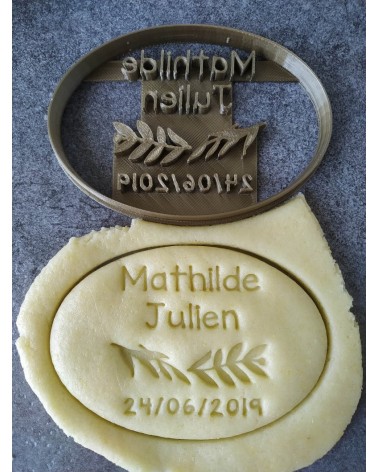 Biscuit sablé ovale personnalisé rameaux olivier